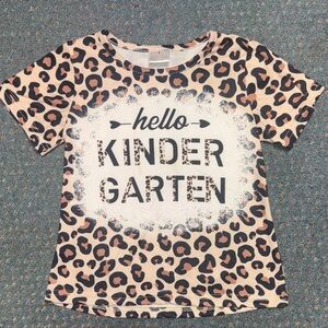 SHEIN Leopard Print Kids T-Shirt - Hello Kindergarten